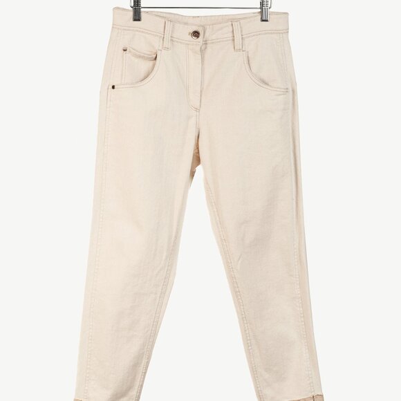 Brunello Cucinelli SS/20 Cream Monili-Bead Distress-Cuff Jeans - Picture 2 of 13